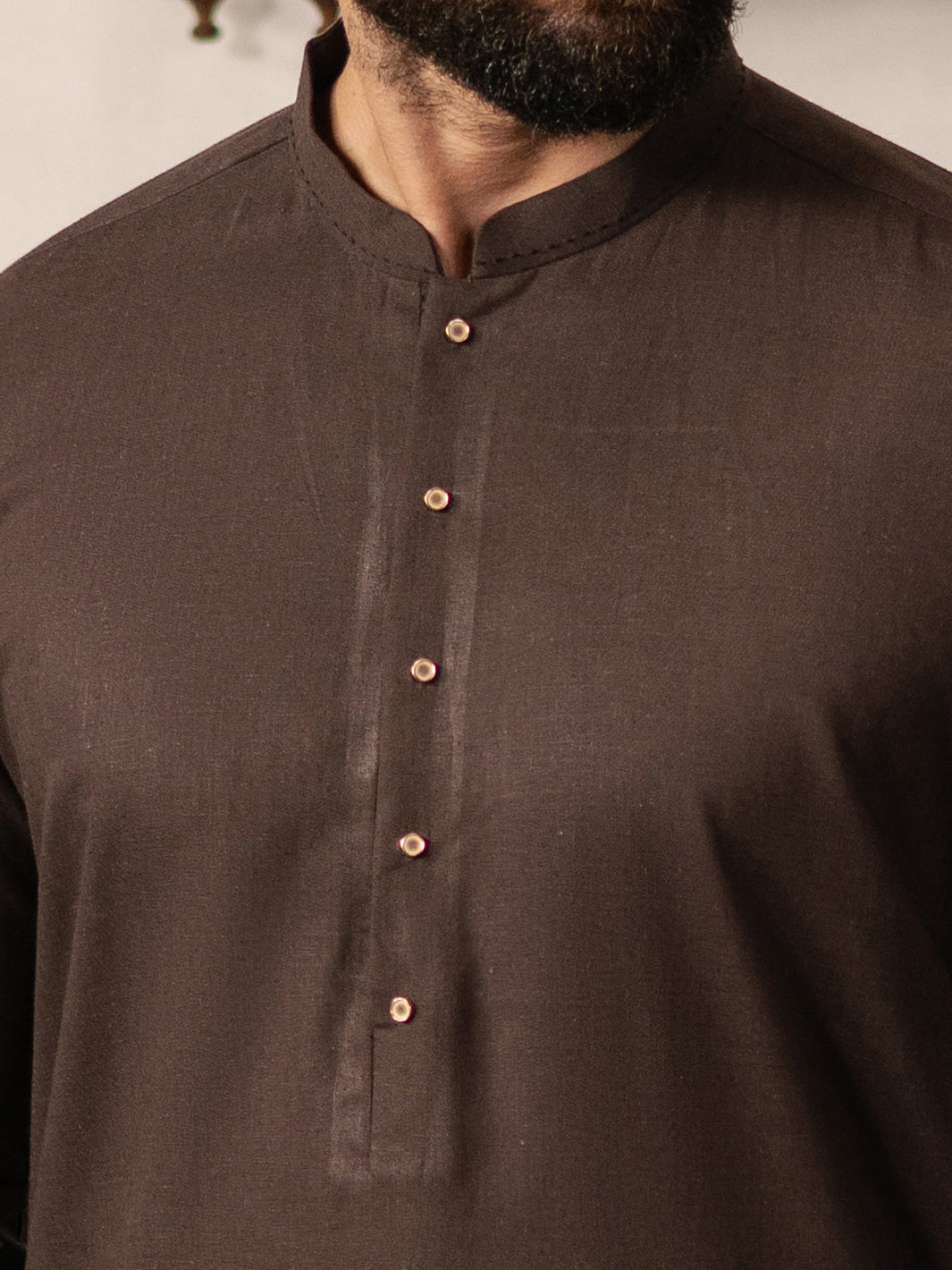 Dark Brown Blended Kameez Shalwar - AL-KS-3186
