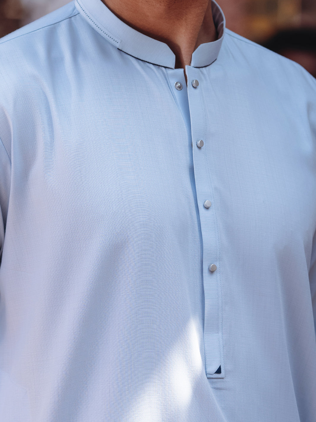 Light Blue Blended Kameez Shalwar - AL-KS-3201