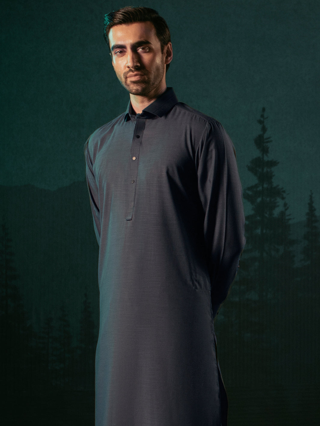 Dark Blue Cotton Kameez Shalwar - ALWA-KS-379