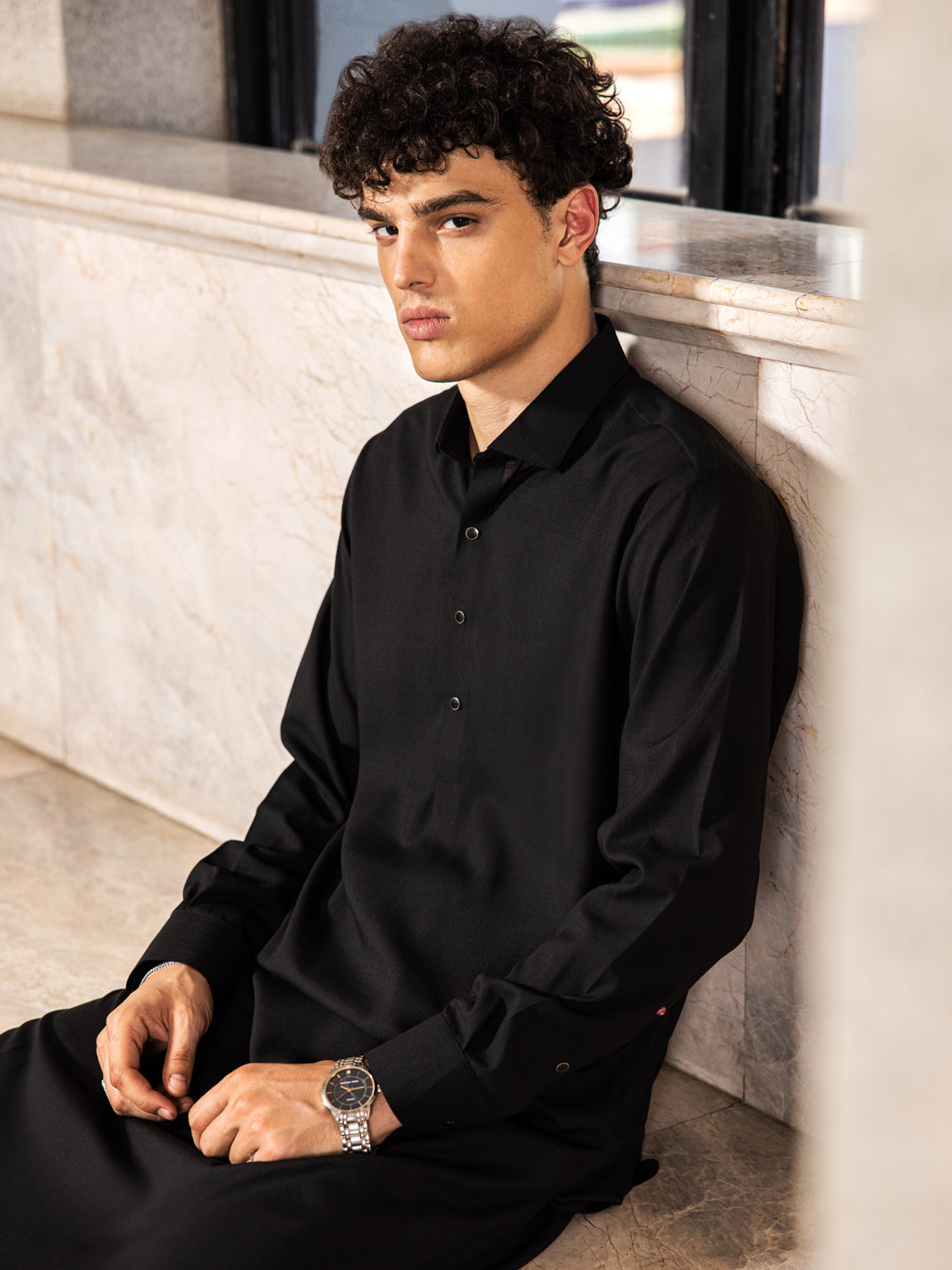 Black Cotton Kameez Shalwar - ALWA-KS-412 - Almirah Online