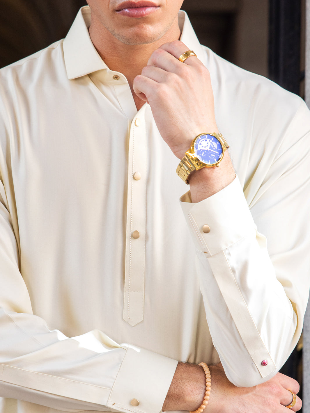 Cream Blended Kameez Shalwar - ALWA-KS-413 - Almirah Online