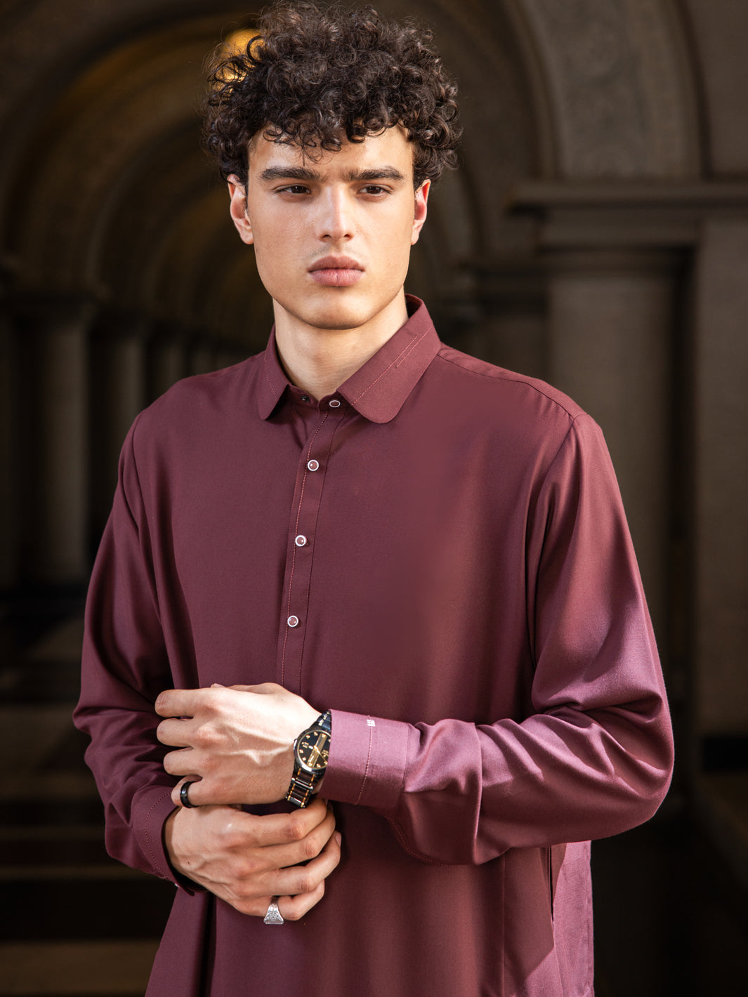 Maroon Blended Kameez Shalwar - ALWA-KS-414 - Almirah Online