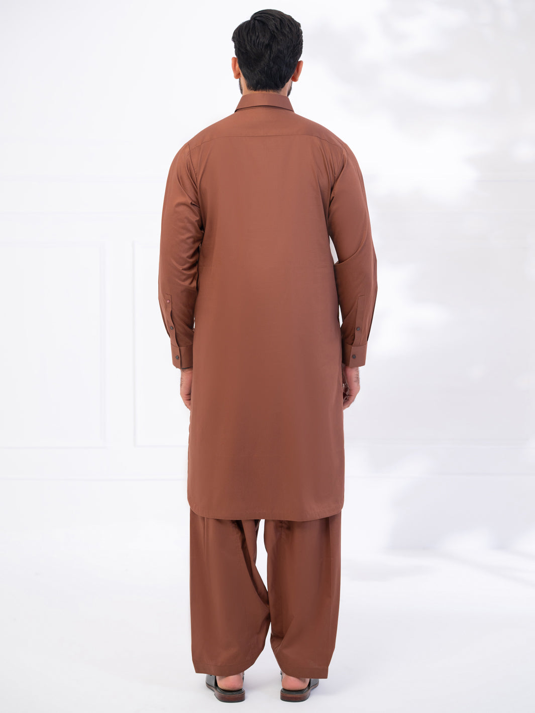Brown Cotton Kameez Shalwar - ALWA-KS-535