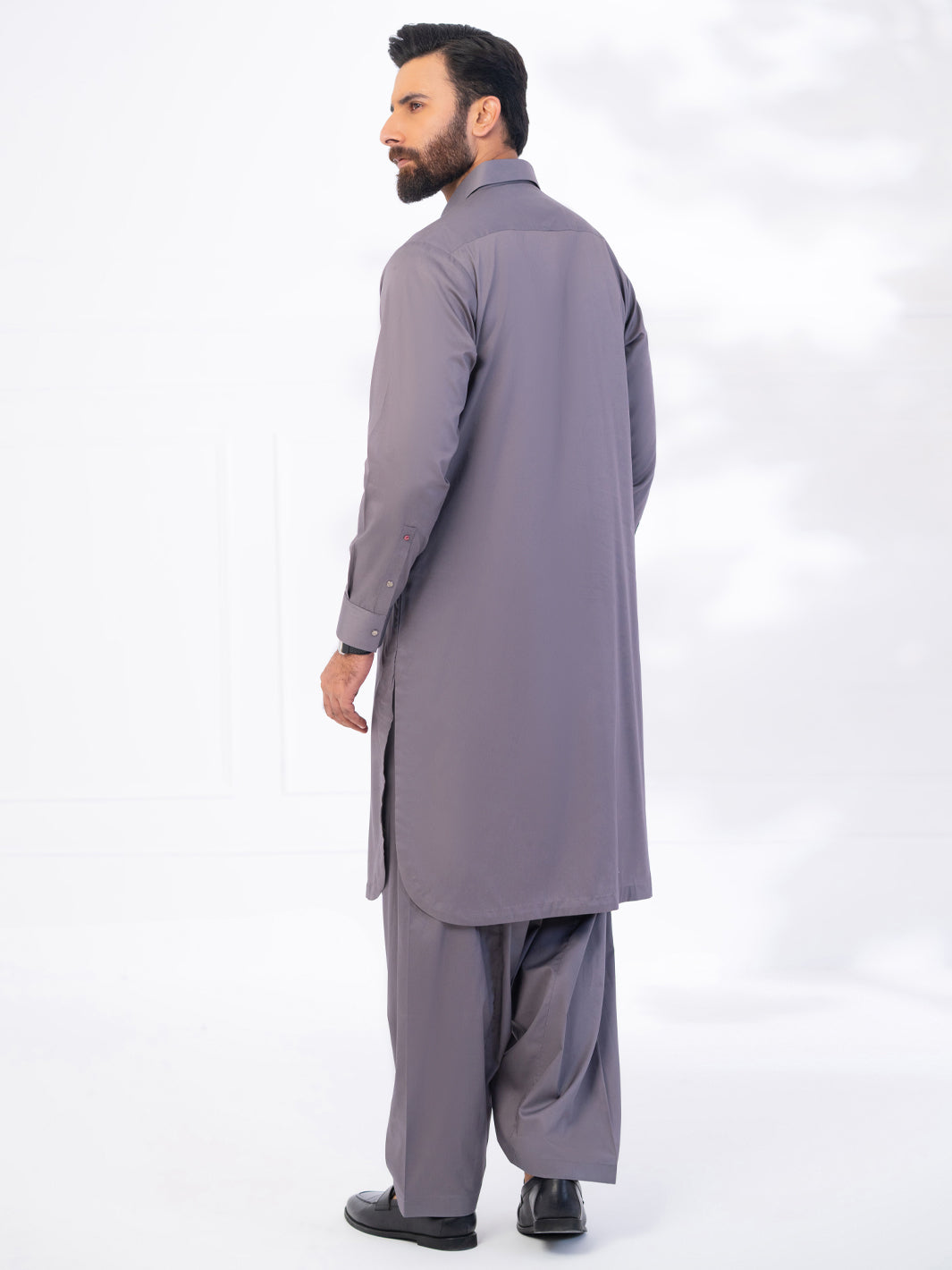 Grey Cotton Kameez Shalwar - ALWA-KS-536
