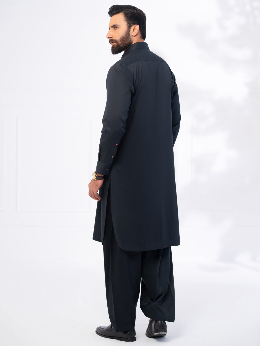 Black Cotton Kameez Shalwar - ALWA-KS-538