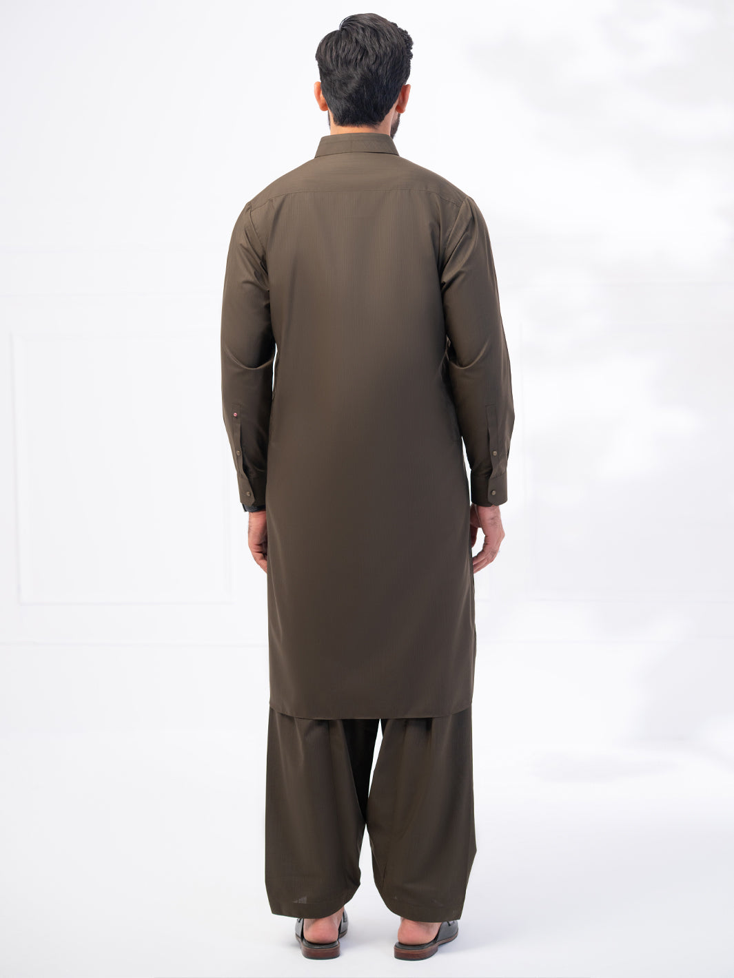 Olive Green Blended Kameez Shalwar - ALWA-KS-556