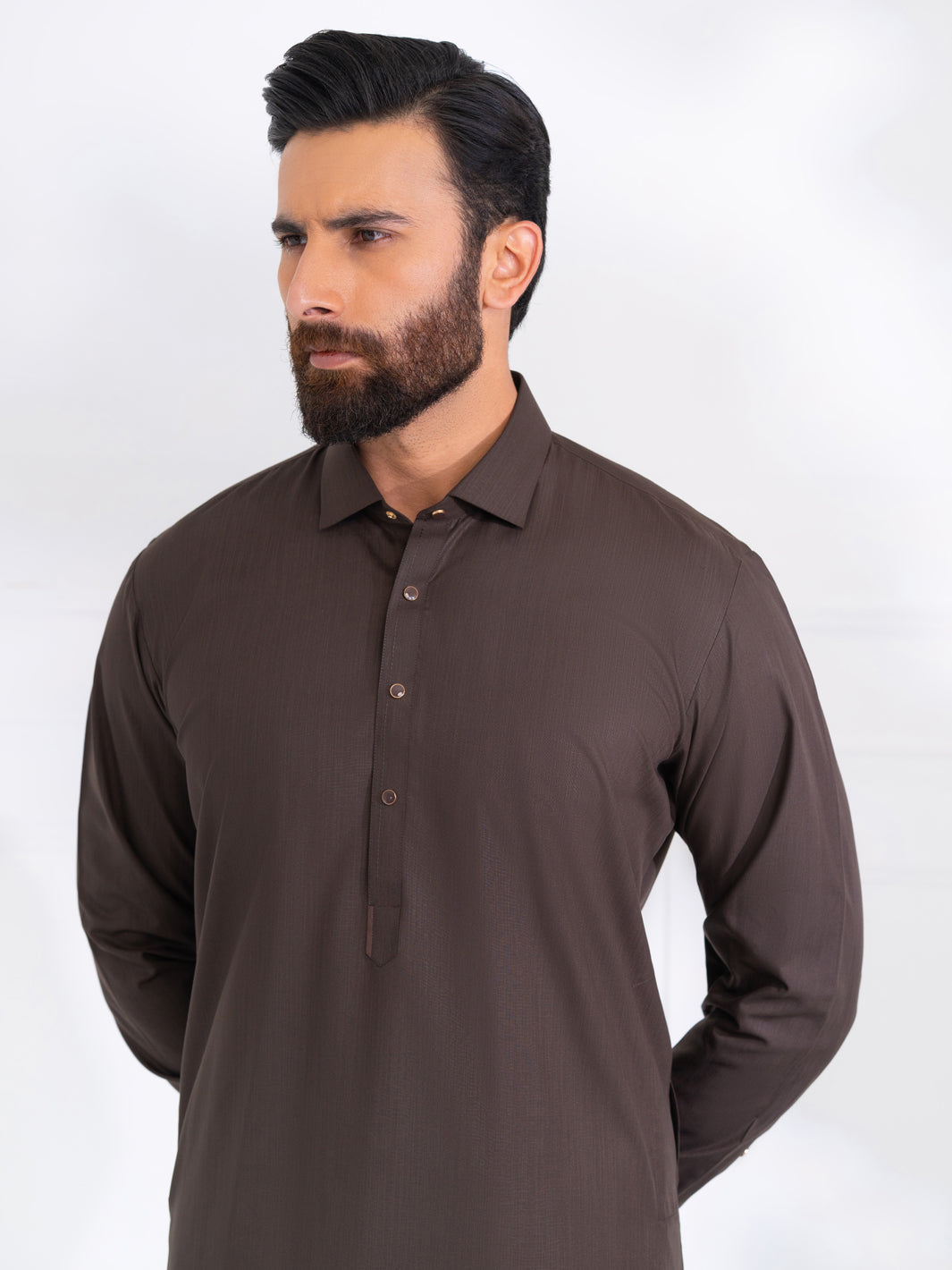 Dark Brown Blended Kameez Shalwar - ALWA-KS-558