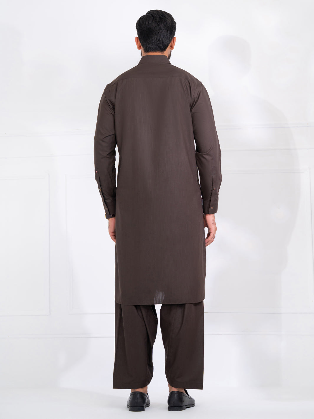 Dark Brown Blended Kameez Shalwar - ALWA-KS-558