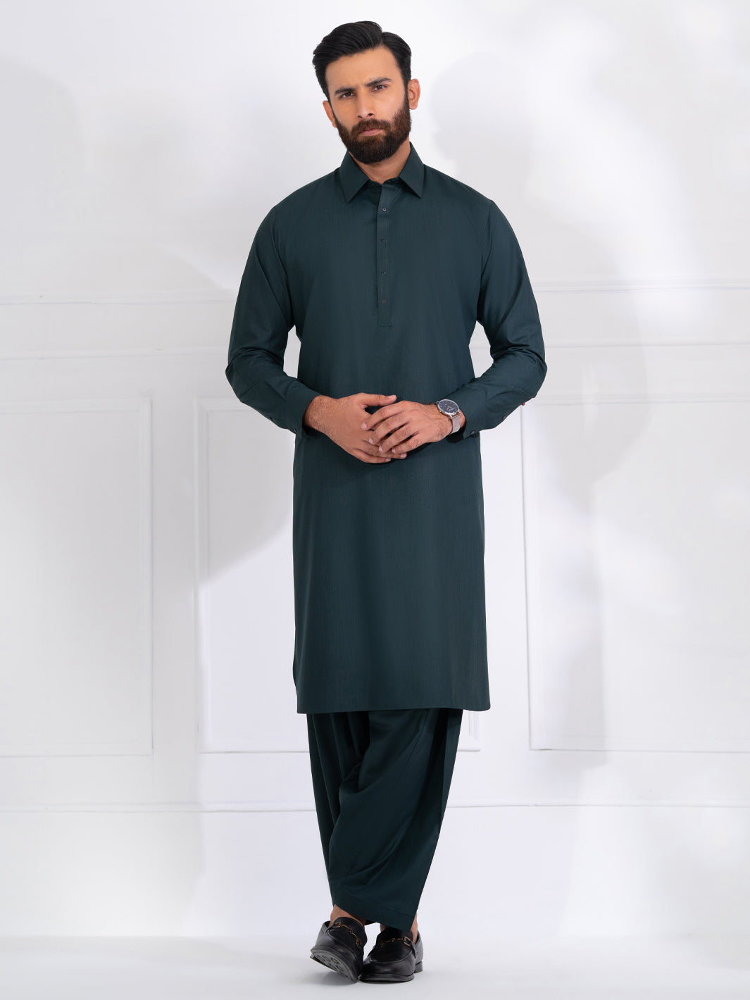 Green Blended Kameez Shalwar - ALWA-KS-562