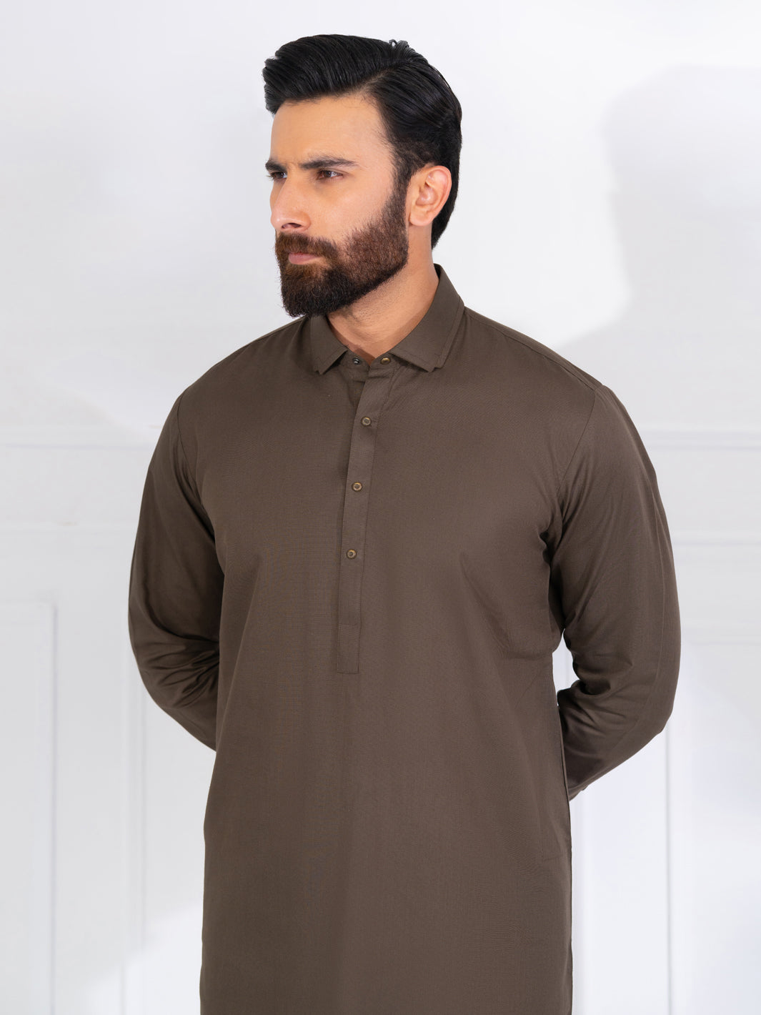 Olive Green Blended Kameez Shalwar - ALWA-KS-564