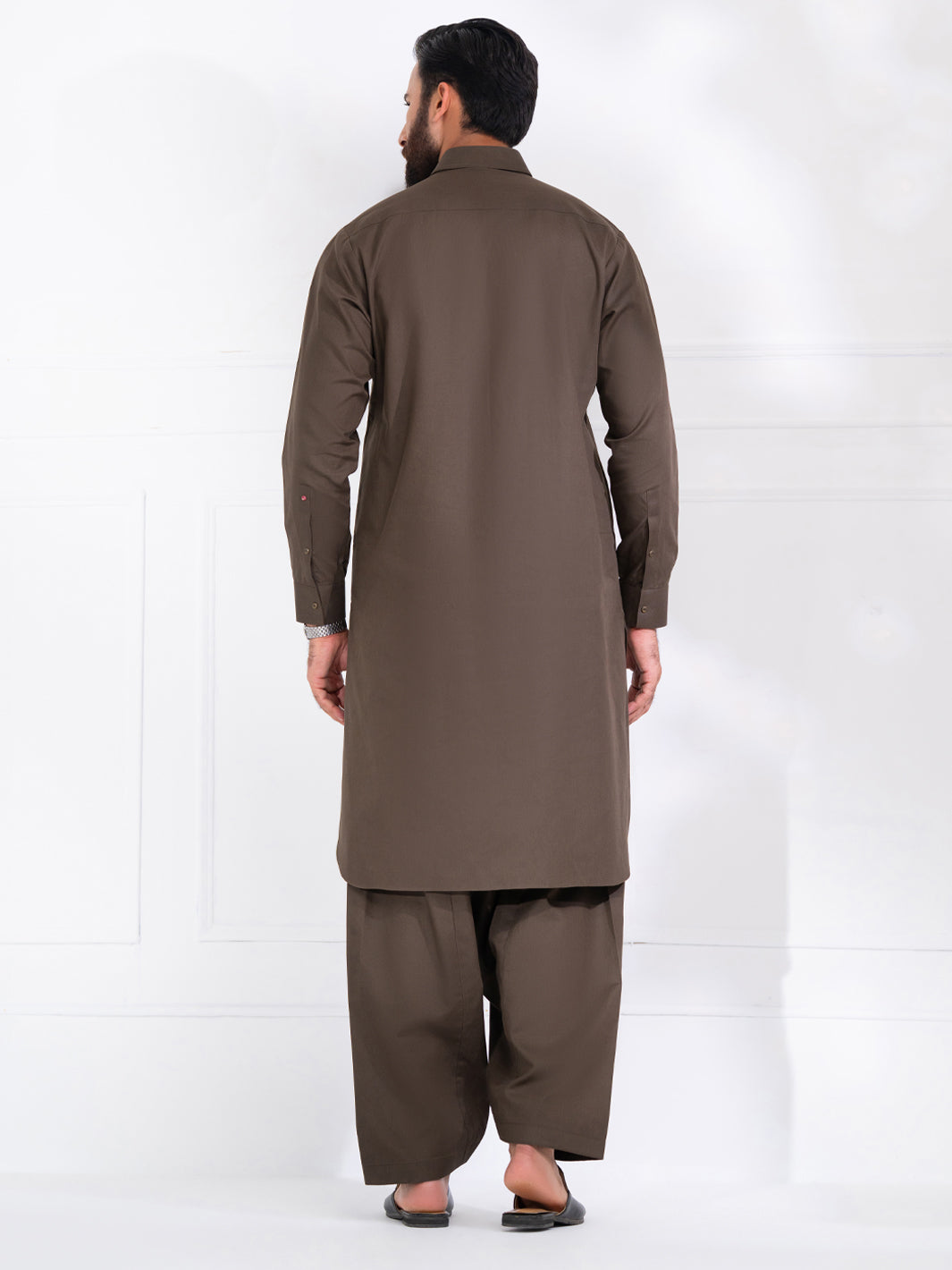 Olive Green Blended Kameez Shalwar - ALWA-KS-564