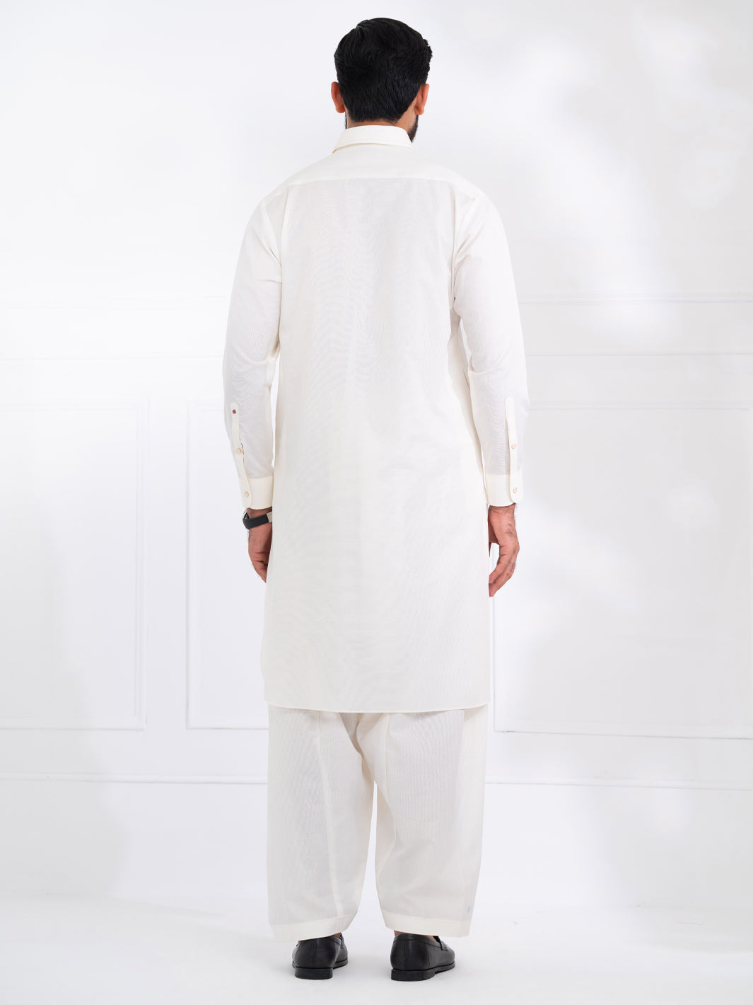 White Blended Kameez Shalwar - ALWA-KS-565