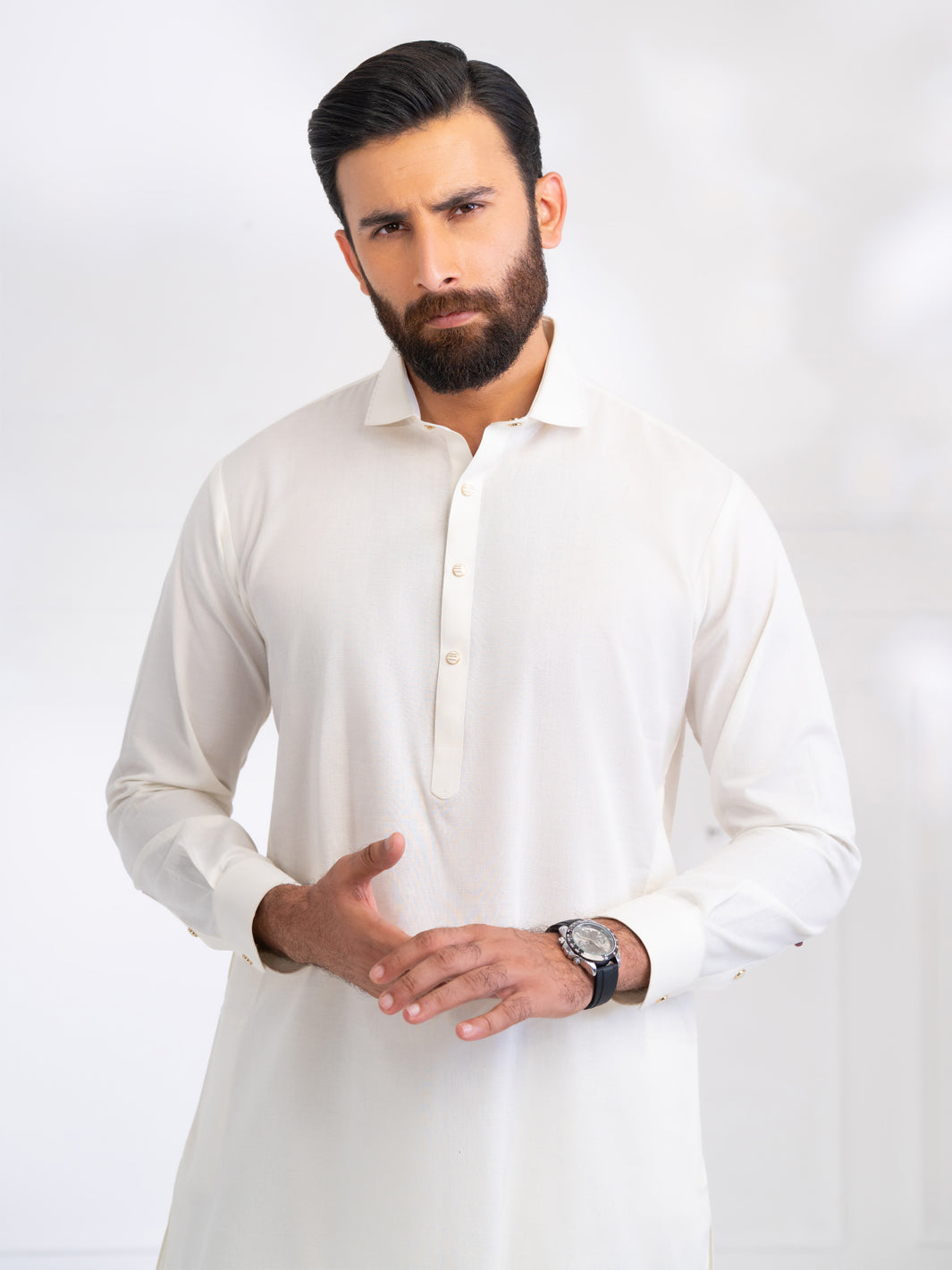 White Blended Kameez Shalwar - ALWA-KS-565