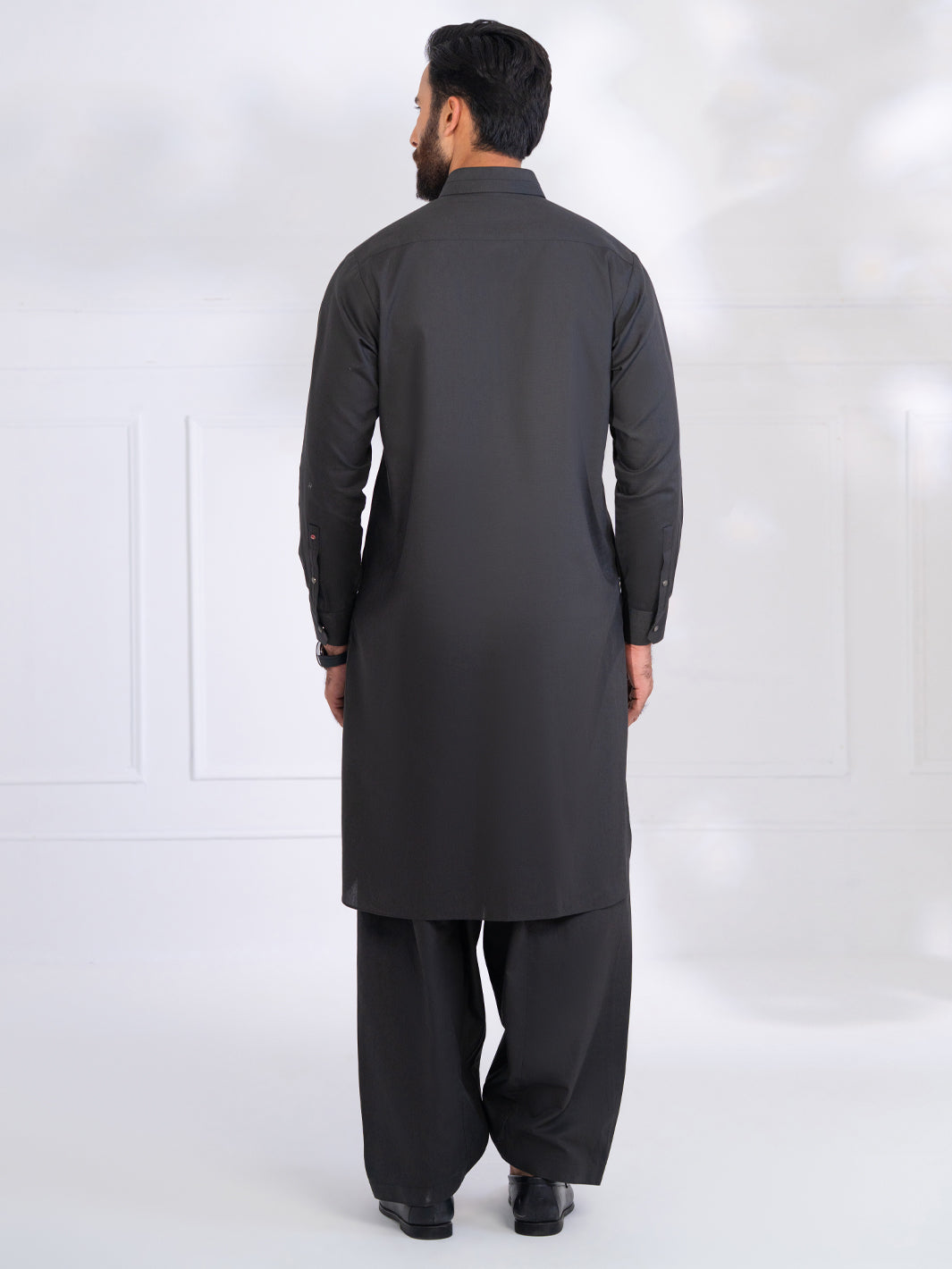 Charcoal Grey Blended Kameez Shalwar - ALWA-KS-568