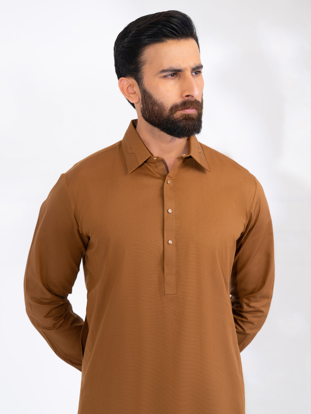 Brown Blended Kameez Shalwar - ALWA-KS-569