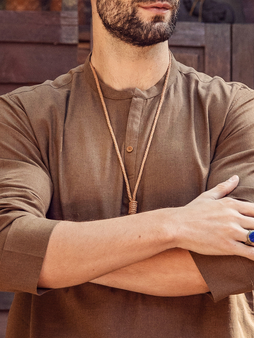 Brown Linen Short Kurta Trouser - ALCR-KT-004