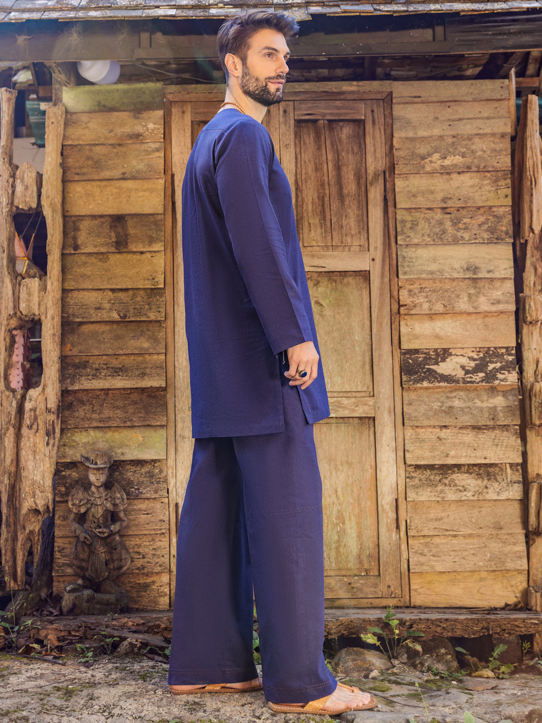 Dark Purple Linen Short Kurta Trouser - ALCR-KT-006