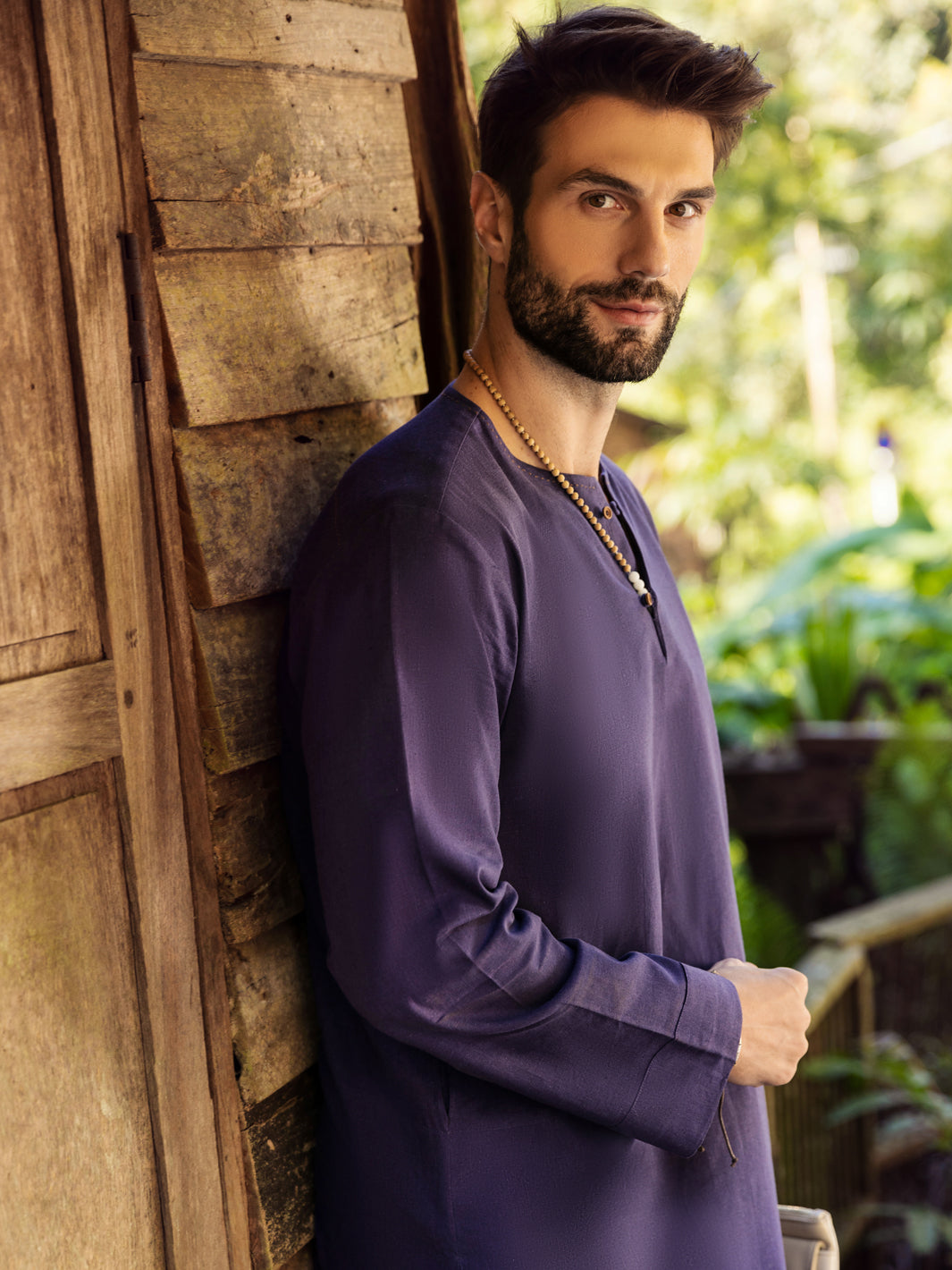 Dark Purple Linen Short Kurta Trouser - ALCR-KT-006