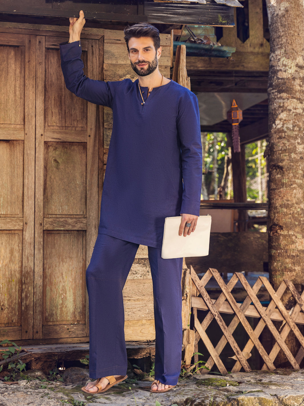 Dark Purple Linen Short Kurta Trouser - ALCR-KT-006