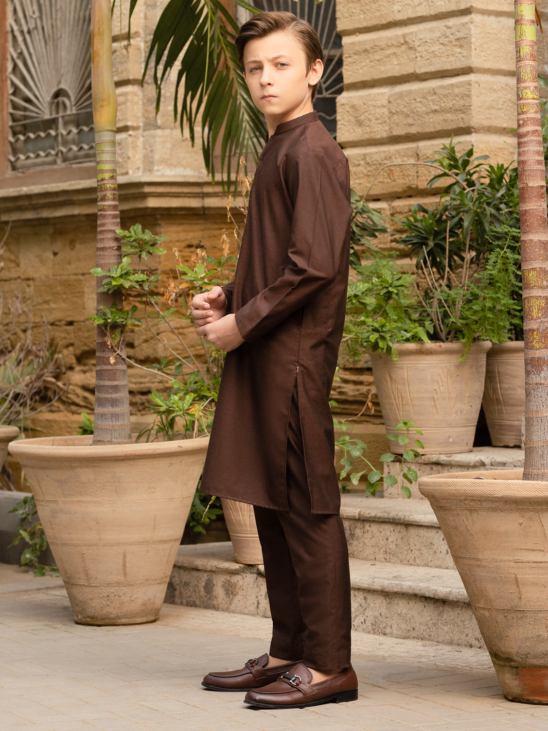 Dark Brown Blended Kurta Trouser - ALT-KT-052