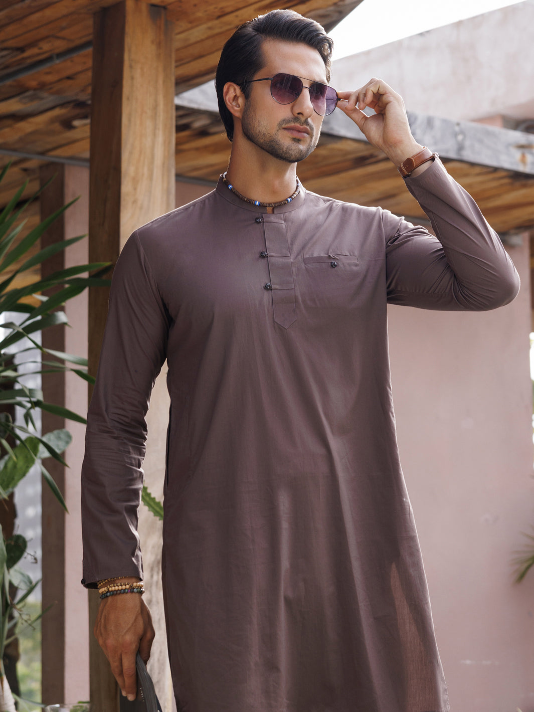 Brown Cotton Kurta Trouser - AL-KT-2978 - Almirah Online