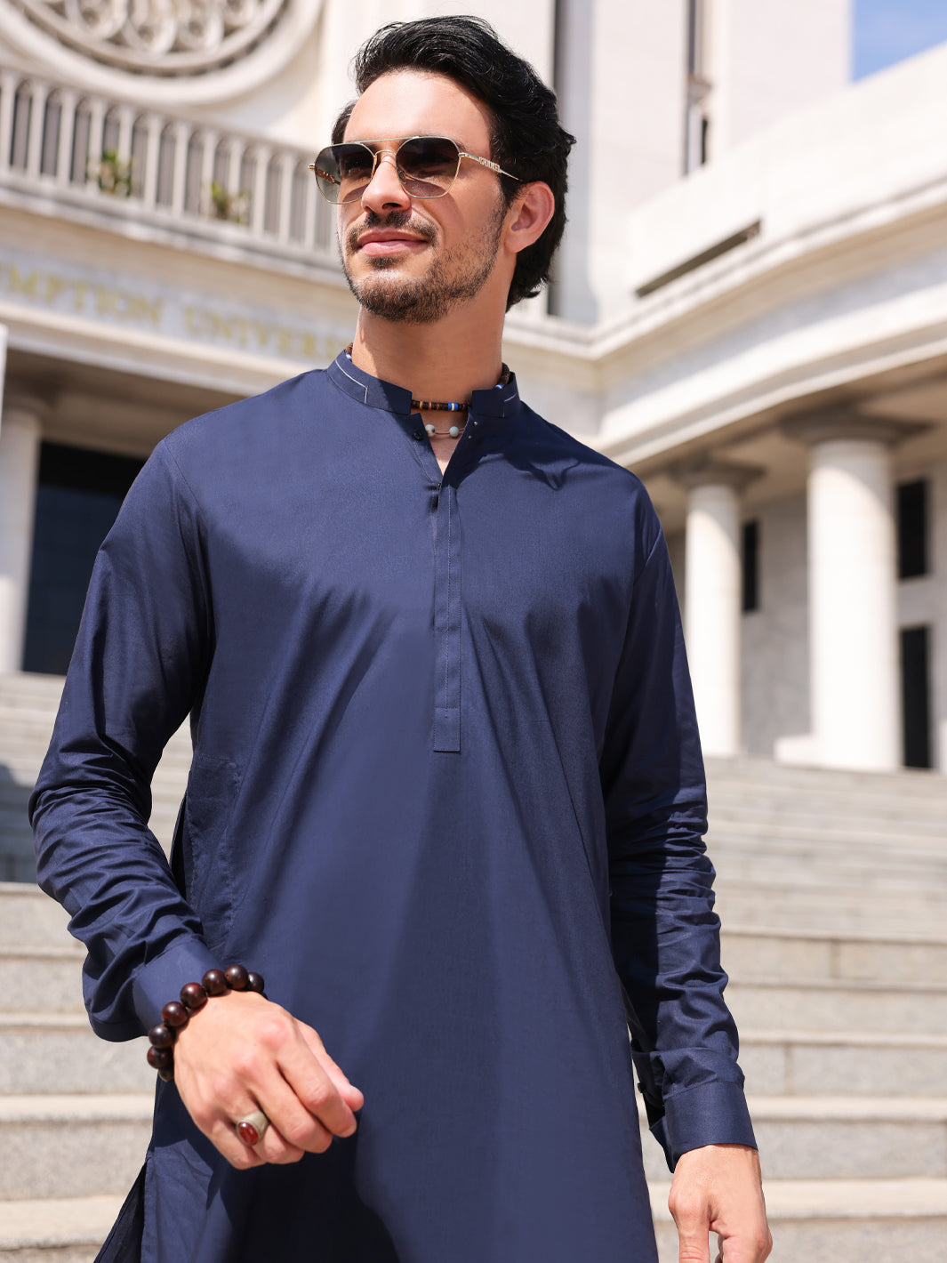 Blue Cotton Kurta Trouser - AL-KT-2980 - Almirah Online