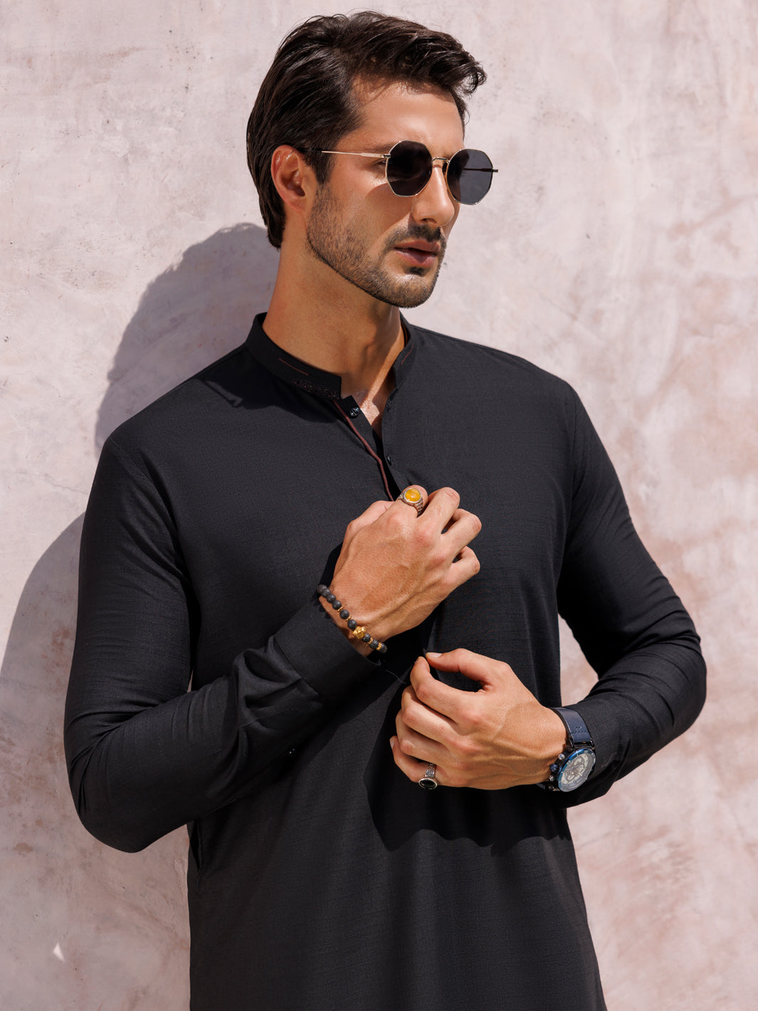 Black Blended Kurta Trouser - AL-KT-3003 - Almirah Online