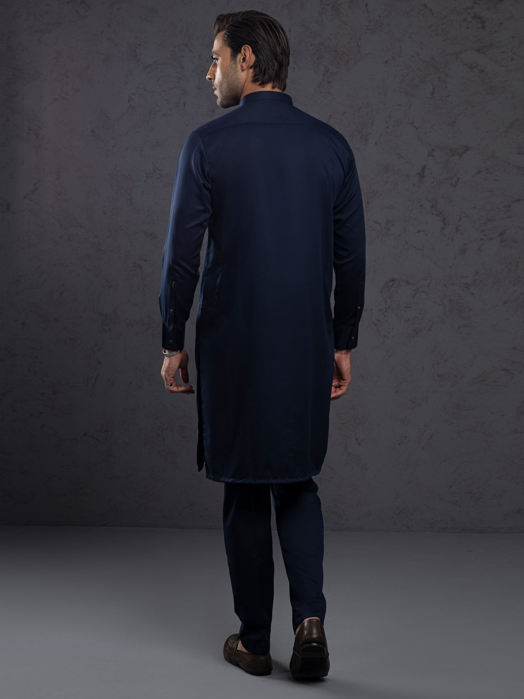 Midnight Blue Plain Kurta Trousers - ALET-KT-3003-R2