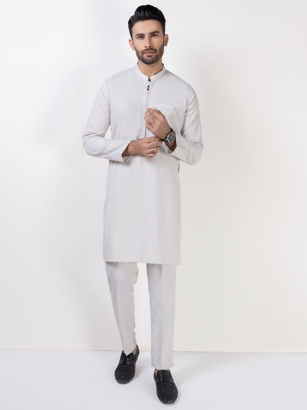 Light Grey Blended Kurta Trouser - AL-KT-3011