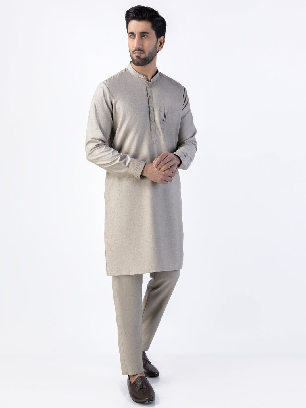 Khaki Blended Kurta Trouser - AL-KT-3015