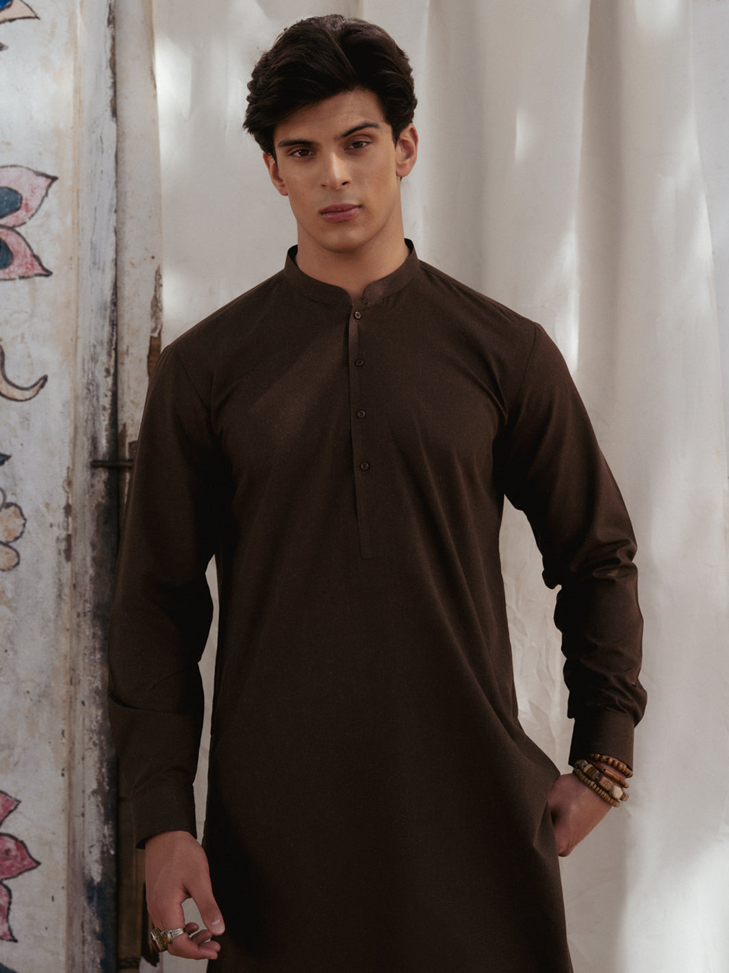 Dark Brown Blended Kurta Trousers - AL-KT-3179