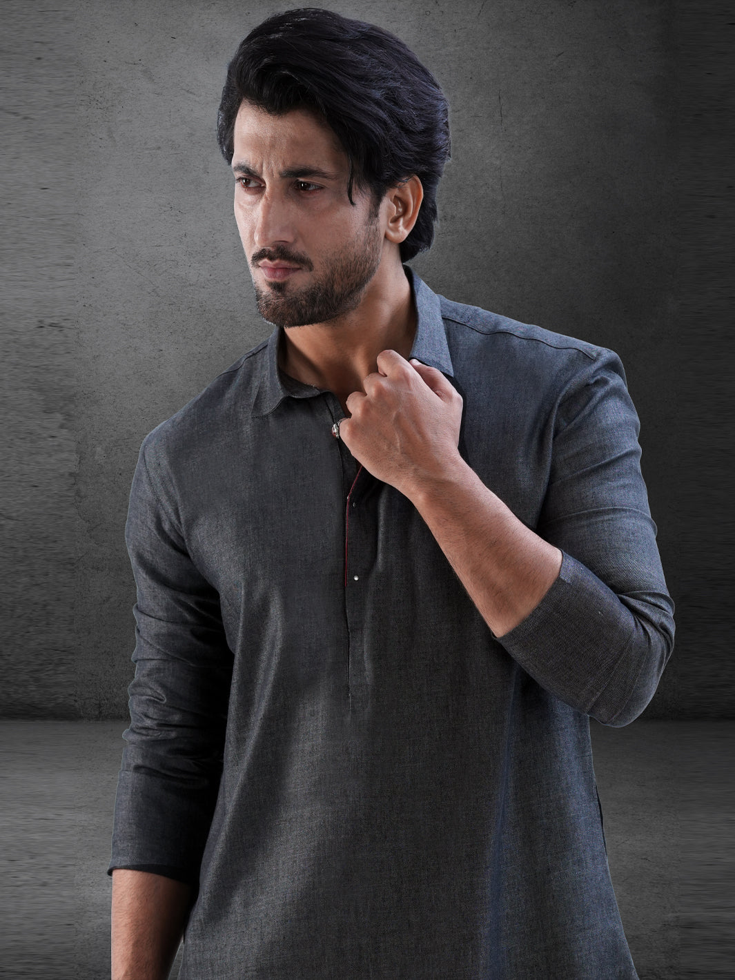 Charcoal Denim Kurta Trousers - AL-KT-3283
