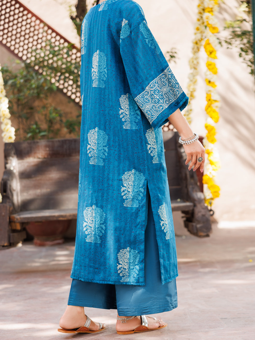 Blue Dobby Kurti - AL-LK-1060