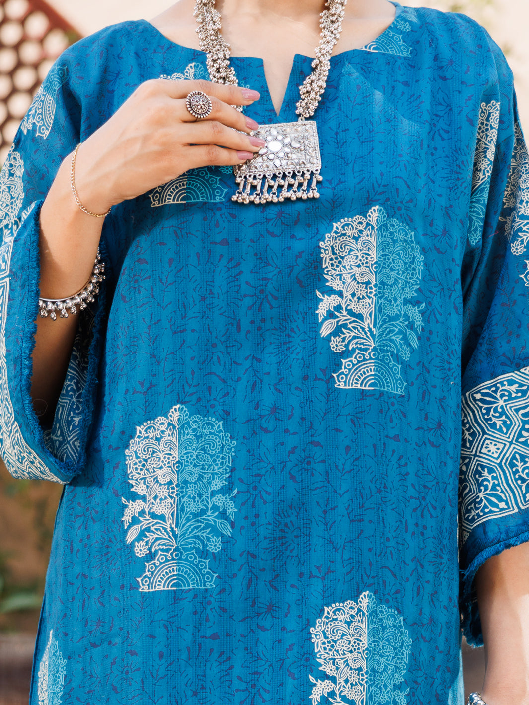 Blue Dobby Kurti - AL-LK-1060