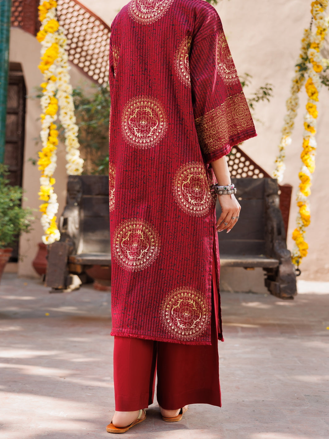 Maroon Dobby Kurti - AL-LK-1061