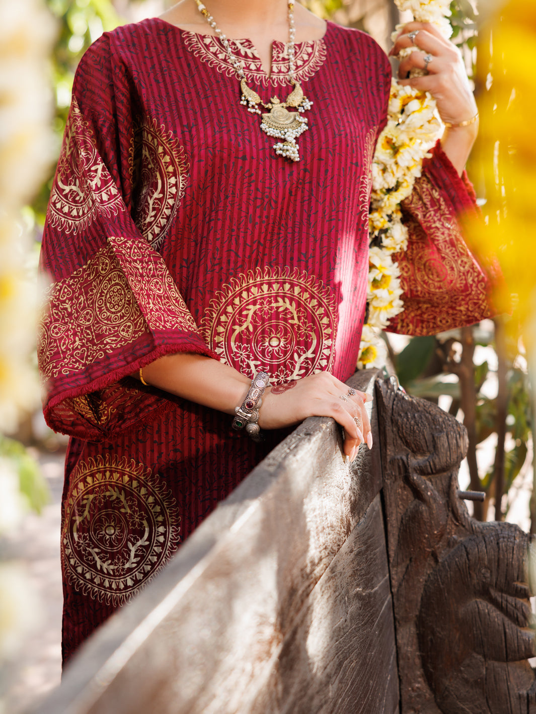 Maroon Dobby Kurti - AL-LK-1061