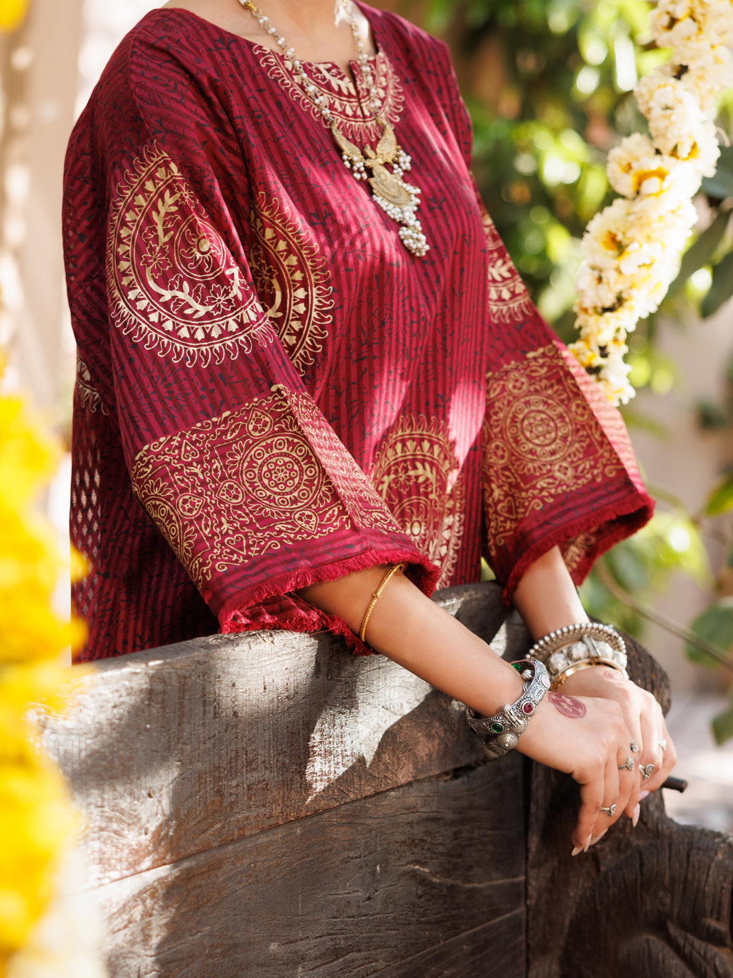 Maroon Dobby Kurti - AL-LK-1061