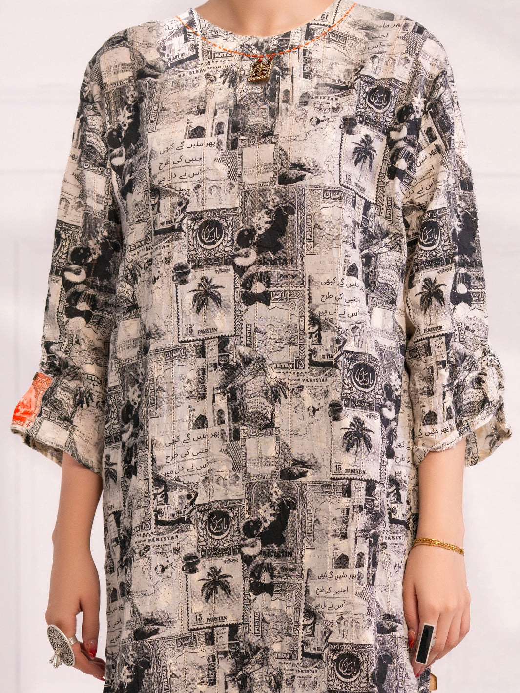 Black & White Dobby Kurti - AL-LK-1079