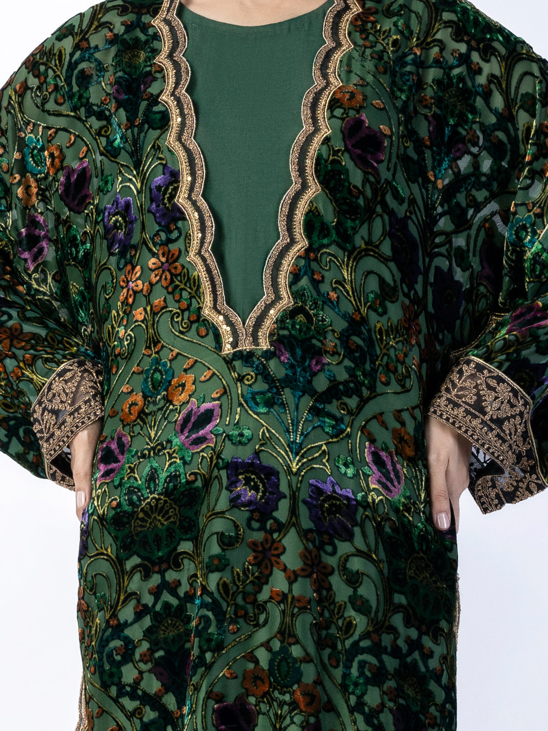 Green Burn Out Tunic - AWP-LK-637 - Almirah Online