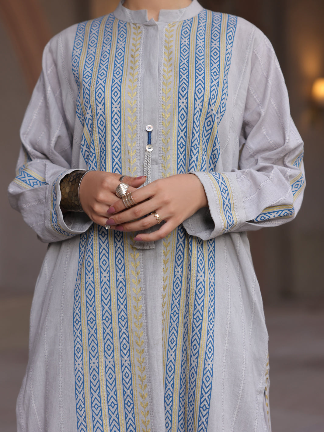 Grey Dobby Jacquard Tunic - AL-LK-912