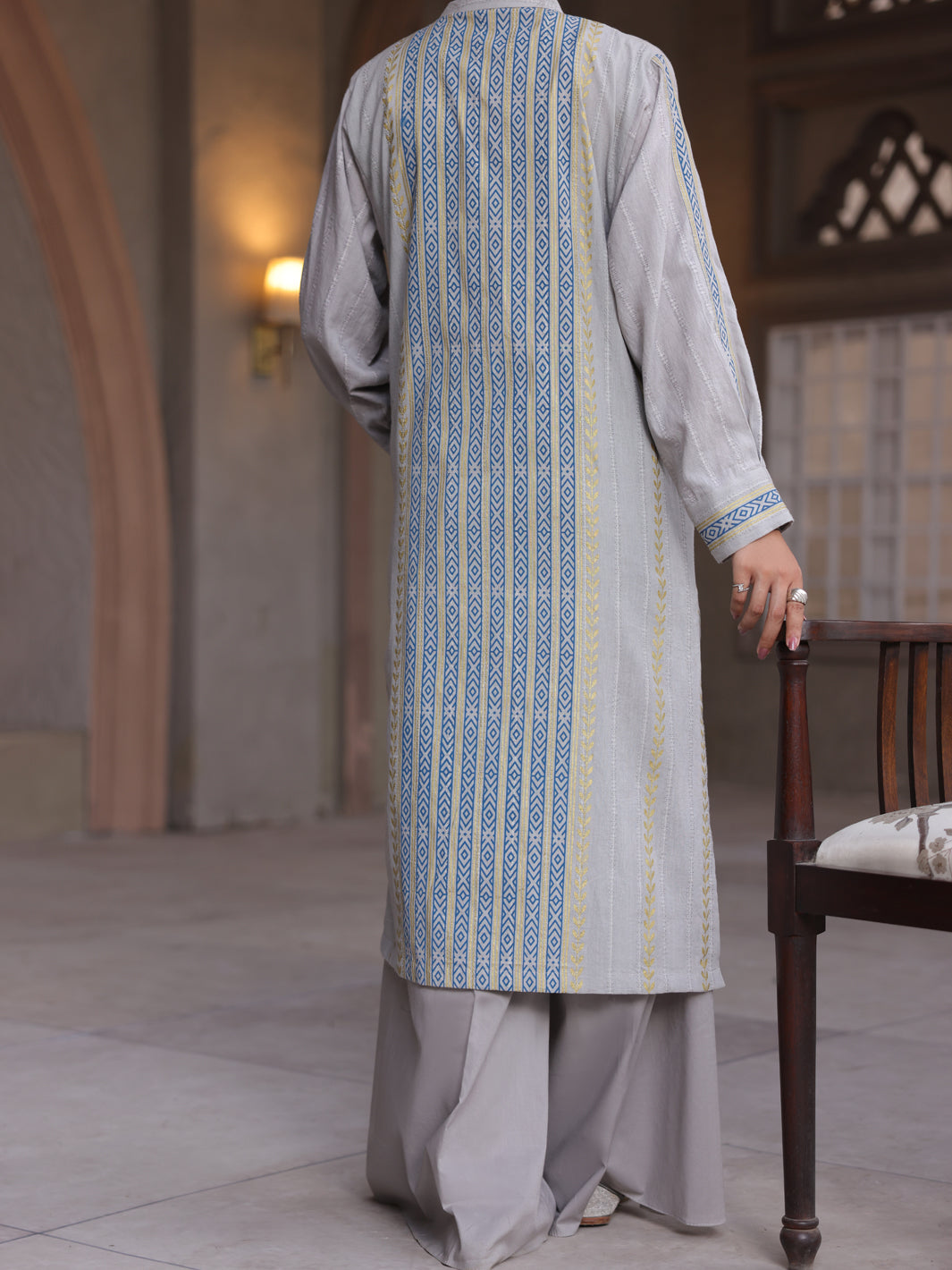 Grey Dobby Jacquard Tunic - AL-LK-912