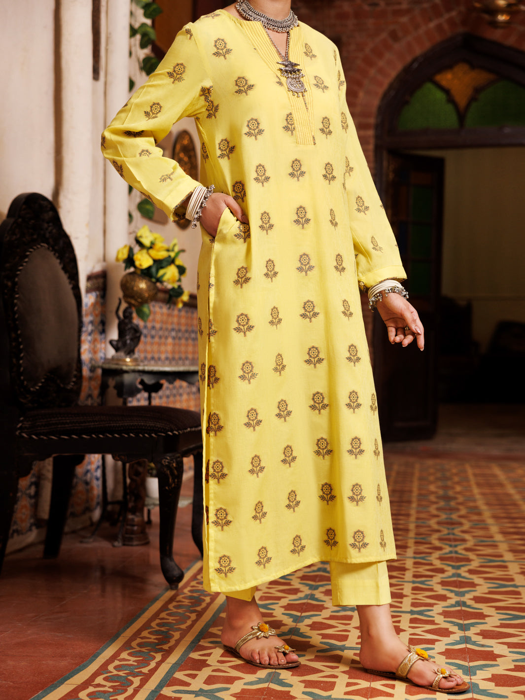 Yellow Yarn Dyed Tunic - AL-LK-973