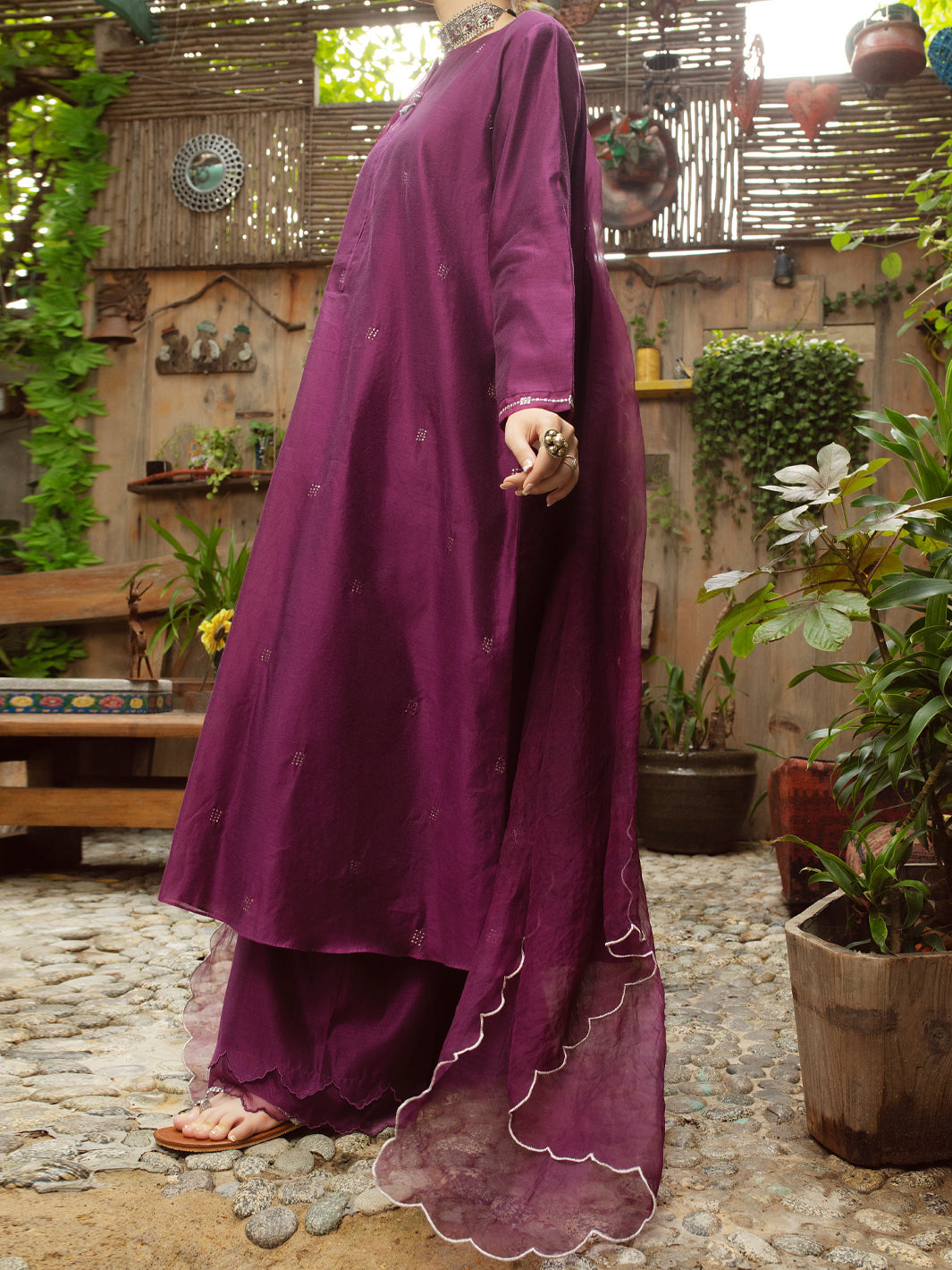 Magenta Modal 2Pc Stitched - ALCR-2PS-LKS-1069