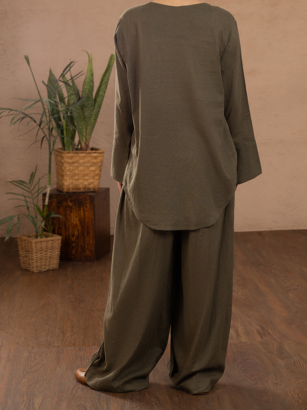 Green Linen 2 Piece Stitched - ALCR-2PS-LKS-1112 - Almirah Online