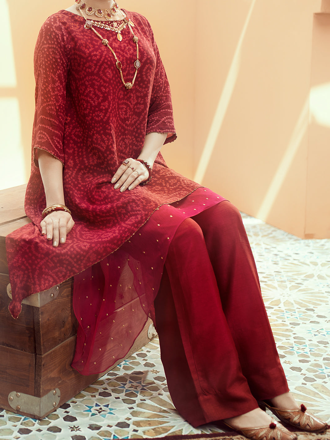 Red Georgette 2Pc Formal Stitched - AL-2PS-LS-323