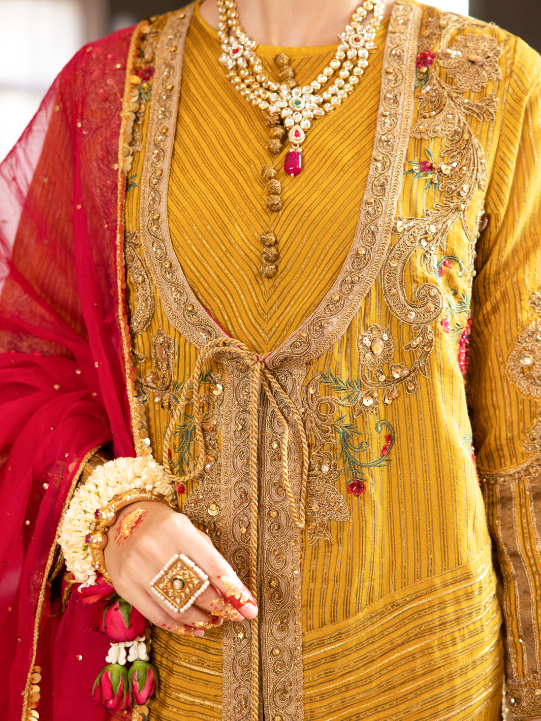 Mustard Khaddi Yarn-Dyed 3 Piece Formal Stitched - AL-3PS-LS-374