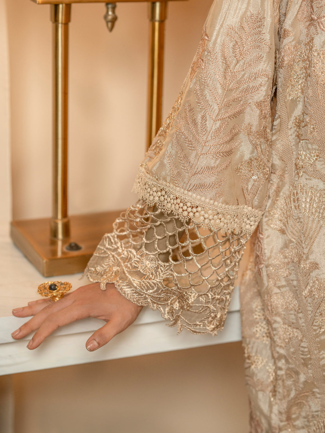 Light Brown Chiffon 3Pc Formal Stitched - AL-3PS-LS-423
