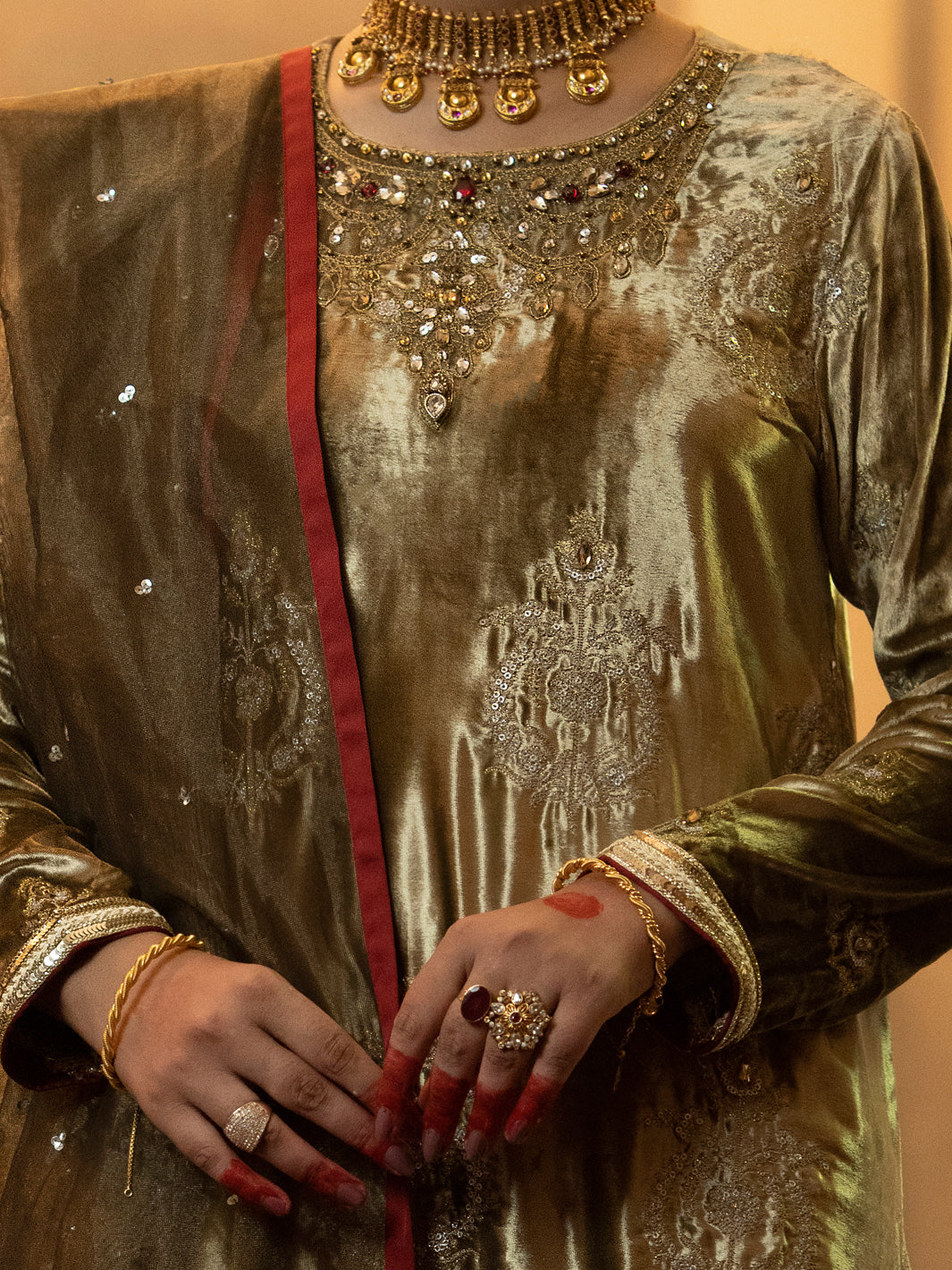Beige Velvet 3Pc Formal Stitched - AL-3PS-LS-443A