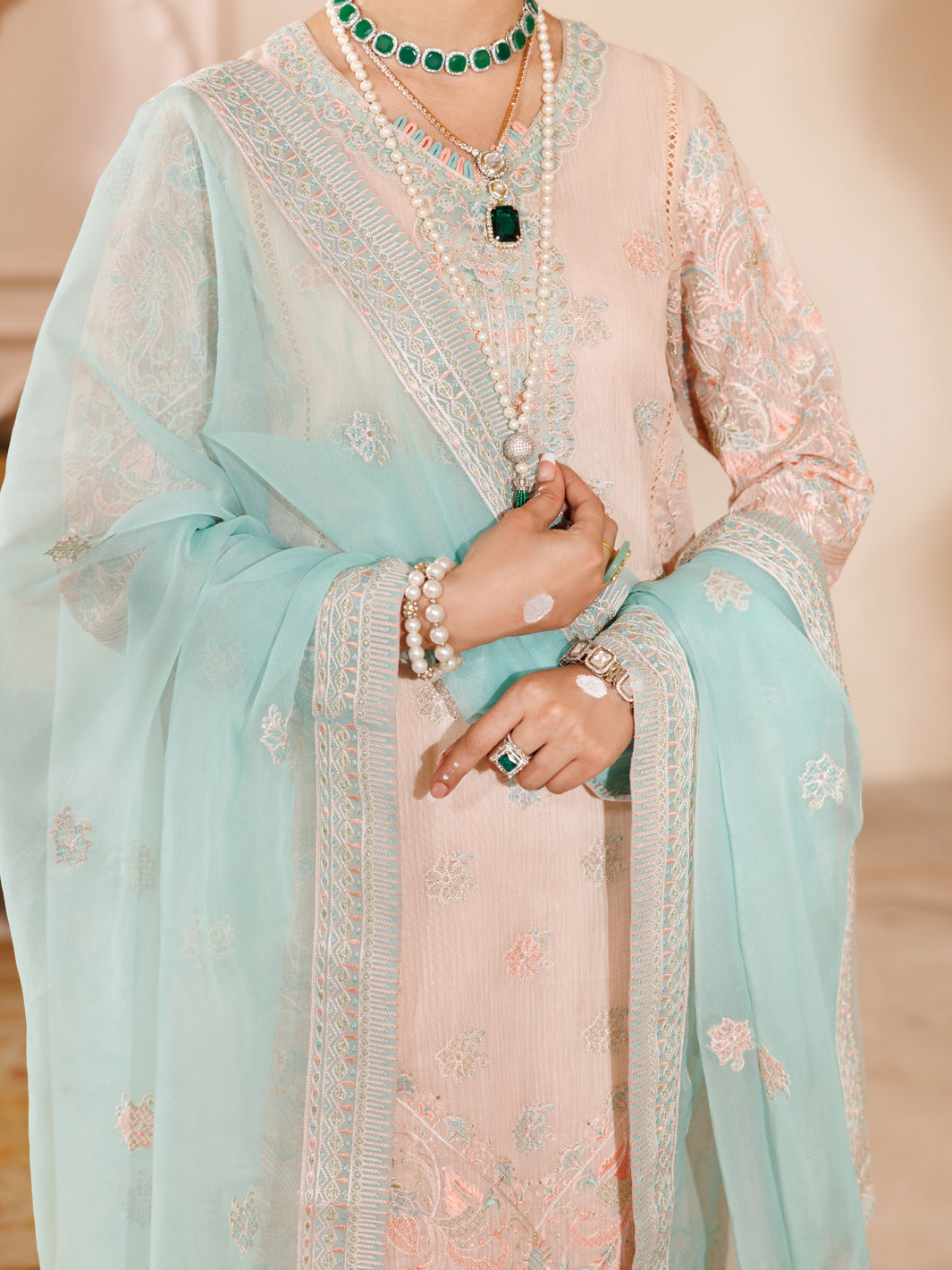 Light Pink Stripe Organza 3 Piece Formal Unstitched - AL-3PS-LS-UN-456 - Almirah Online