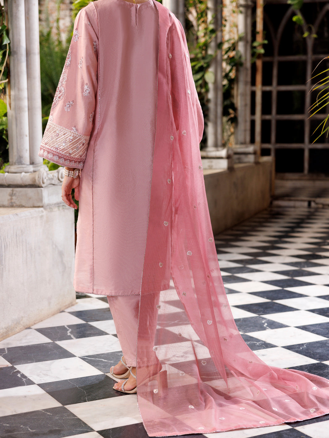 Light Pink Sheesha Silk Formal 3Pc Stitched - AL-3PS-LS-505